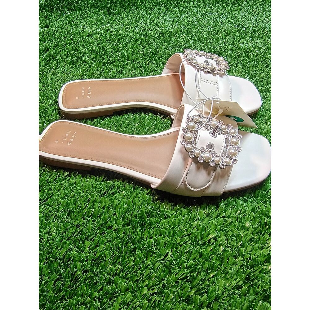 a new day White Pearl Buckle Slide Sandals - Picture 5 of 5